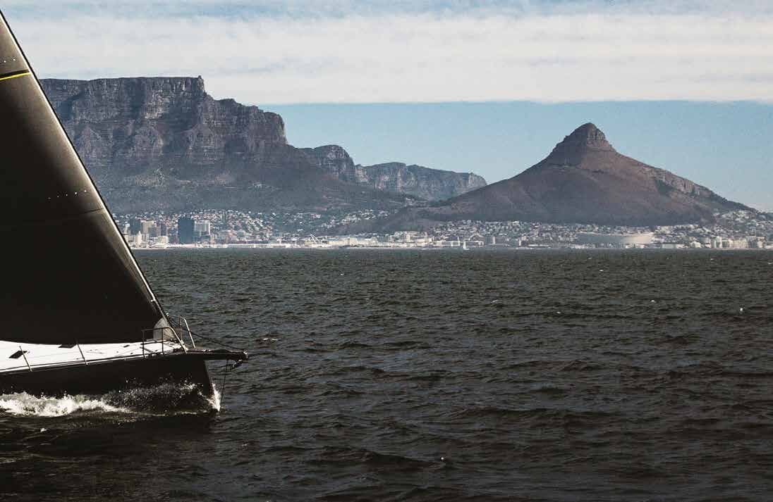 Performance yacht with dark sails offshore