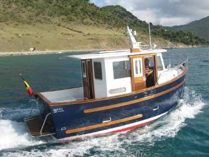 Classic motor yacht cruising