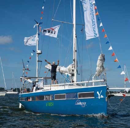 The Dutch yacht Ya arriving home after circumnavigating without fossil fuels